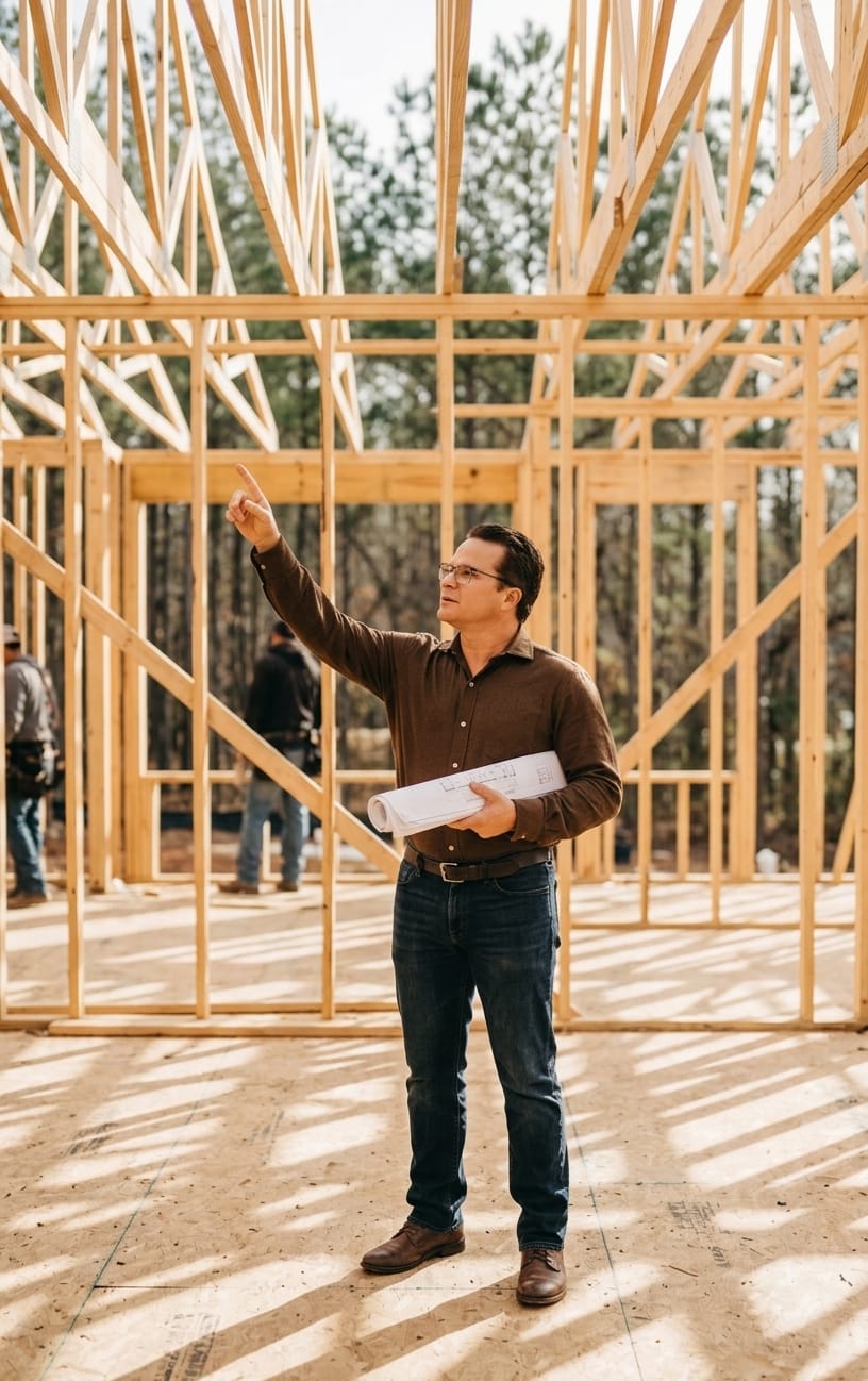 Jeremiah Blakley walking a jobsite during construction